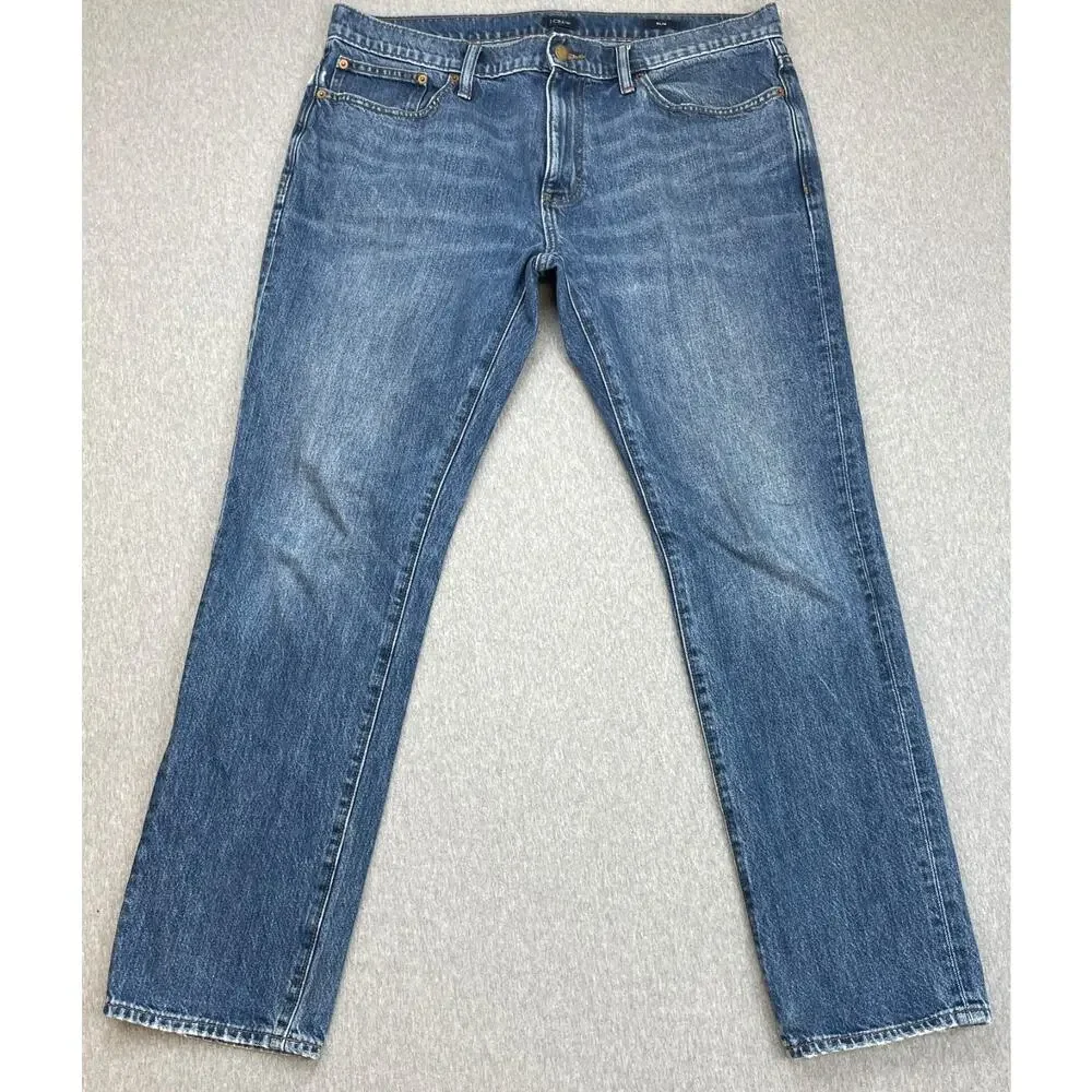 J Crew Jeans Mens 36 x 32 Blue Denim 100% Cotton Slim Fit‎ Casual Straight Leg